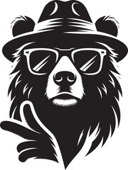 Cool Bear Silhouette vector illustration isolated on a white background