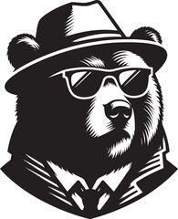 Cool Bear Silhouette vector illustration isolated on a white background