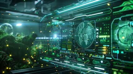 Fototapeta premium Futuristic Interface with Holographic Displays