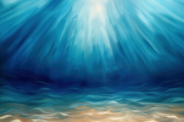 Fototapeta premium Abstract light rays filtering through water, symbolizing spiritual enlightenment, purity, and divine presence in a serene, ethereal design.