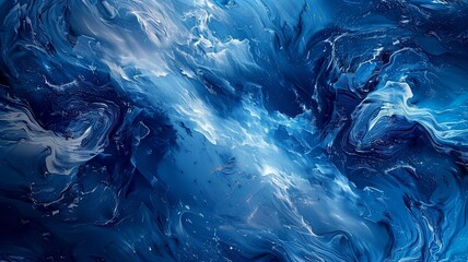 A blue and white space with a swirl of colors