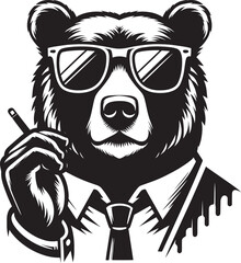 Cool Bear Silhouette vector illustration isolated on a white background