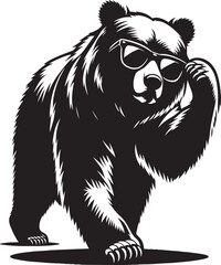 Cool Bear Silhouette vector illustration isolated on a white background