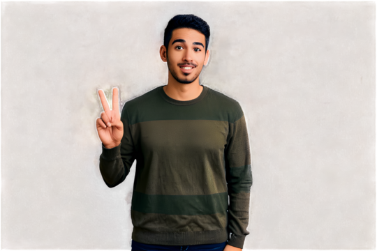 Young hispanic man wearing casual clothes pointing finger up with successful idea. exited and happy. number one.
