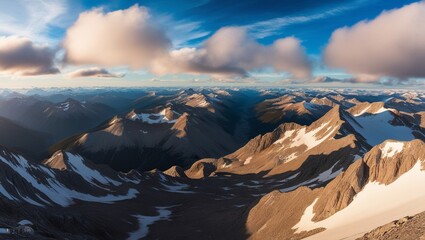 panorama, scenery, mountain top, mountains, clouds, winter, snow, landscape, nature, sky, blue, peak