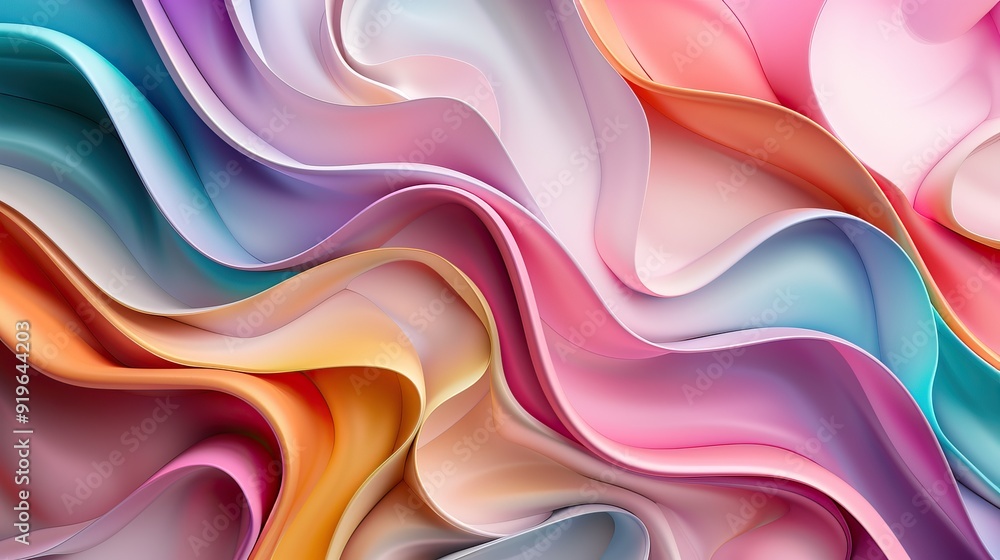 Poster abstract background with colorful organic shapes and soft curves