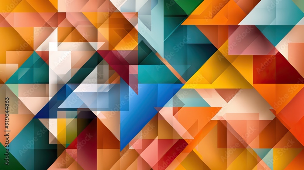Poster abstract geometric design with overlapping triangles
