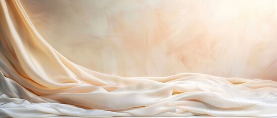 Obraz premium A white cloth covers a window, featuring light-colored curtains on each side