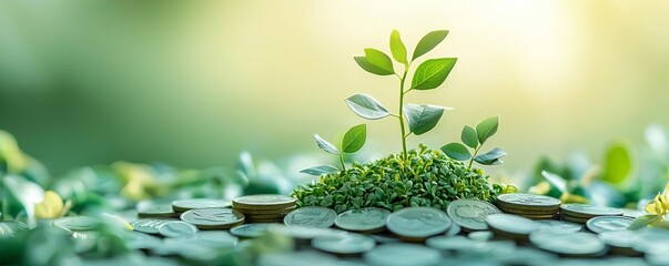 Sustainable green finance initiatives promoting diverse innovation in eco-friendly investments with a vibrant background