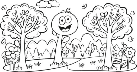 coloring page for kids minimalist 2d black outlines vector illustrations