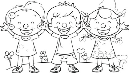 coloring page for kids minimalist 2d black outlines vector illustrations