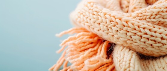  A close-up of a knitted scarf on a mannequin