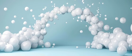  A horde of white balloons ascending, emitting bubbles from their tops and bases