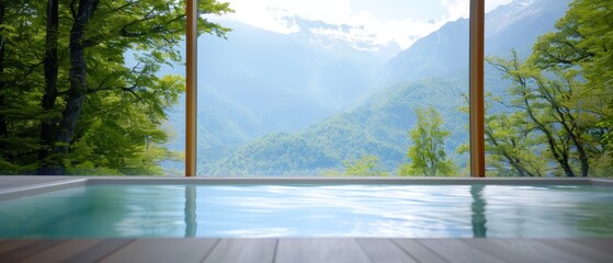  A pool featuring a mountain range view, with a foreground pool showcasing a mountain range backdrop