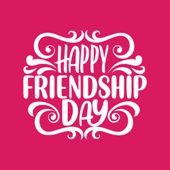 Happy friendship calligraphy vector illustration, perfect for T-shirt designs.