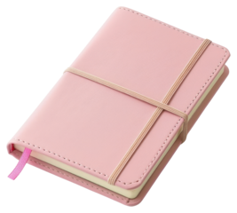 PNG  Pink leather notebook with elastic