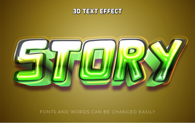 Story green 3d editable text effect style