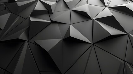 Fototapeta premium Contemporary interior design background: black 3d polygon wall for modern spaces and futuristic concepts