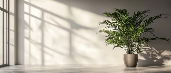 3D Empty interior with home plant 