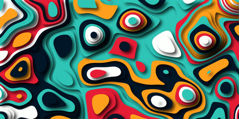 Abstract colorful paper cut background design .Abstract vector seamless pattern with shadows Trendy multicolor contemporary design for prints,flyers,banners,brochures,invitations,covers.	