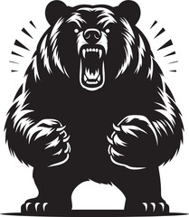 Angry Bear Silhouette vector illustration isolated on a white background