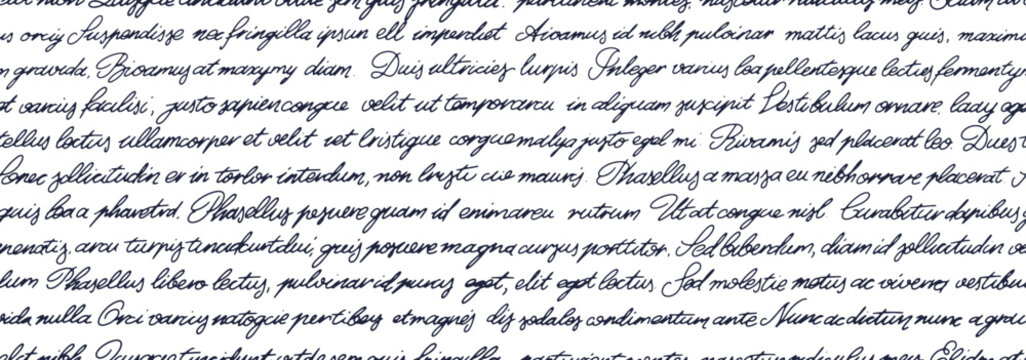Seamless abstract pattern with legible text. Sweeping handwriting with words. Template vintage background of illegible ink-written poetry. Vector old of a poetic work written by a pen.