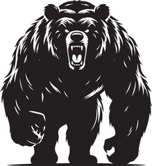 Angry Bear Silhouette vector illustration isolated on a white background