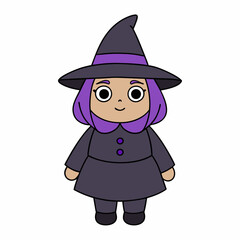 A witch full body view vector illustration 