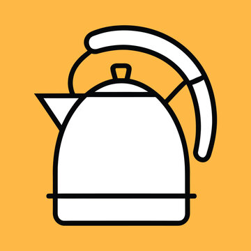 white kettle on orange background clip art preview