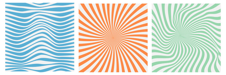 Cool 70s hippie background. Waves, swirls, swirling patterns. Twisted and distorted vector textures in trendy retro psychedelic style. Y2k aesthetics. vector