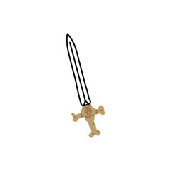Medieval sword line art vector icon, cartoon knight war weapon, old dagger, ancient knife or longsword skull on handle