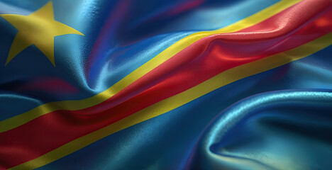 congolese flag for national Day or Independence Day of democratic republic of the congo
