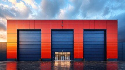 Fototapeta premium 3D Exterior of a modern warehouse 