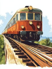 Obraz premium Red Train On A Railway Track