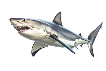  Shark swimming and showing teeth isolated on a white background