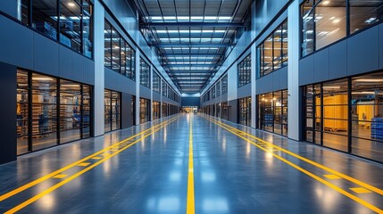 Obraz premium 3D Exterior of a modern warehouse 