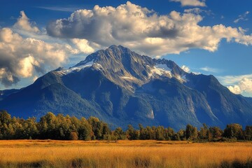 Mt. Si Landscape: Majestic Mountain Surrounded by Nature with Clear Sky
