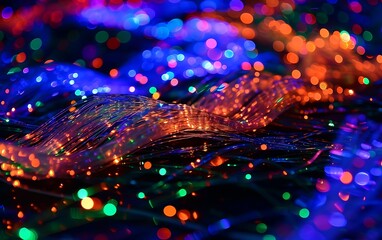 A Blurry Colorful Light With Black Background