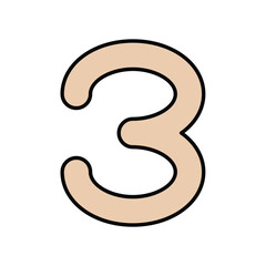 THREE icon color line with white background vector stock illustration