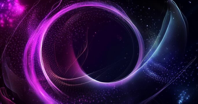 Neon Circular Lines Radiates,  Abtract Motion Design, Colorfull Color Lines With Glittering Effect, Glowing Particles Overlay, 4K, On Dark Background, Genertive Ai