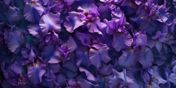 Vivid purple orchids against gray background, ideal for use as wall art or backdrop.