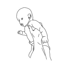 dessin en ligne continue d'un bébé tenue à bout de bras, line art, vecteur