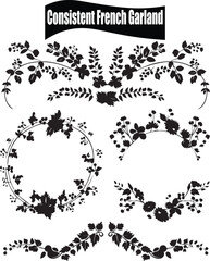 Consistent French Garland Abstract Silhouette Vector Graphics Pack
