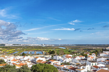 View from Castro Marim Castle in Castro Marim Village in Algarve Portugal.