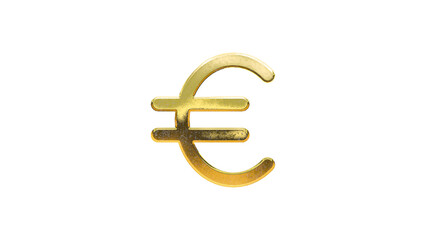 Currency money gold sign on white background cut out isolated