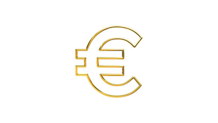 Currency money gold sign on white background cut out isolated