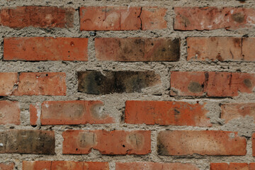 Fototapeta premium A brick wall with a few missing bricks