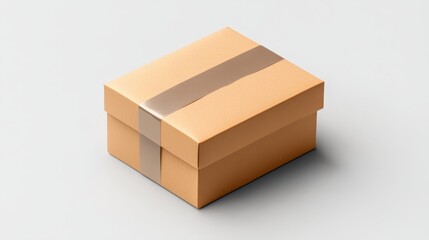 Creative gift box with a green plant growing from it, set against a bright blue sky with fluffy clouds.