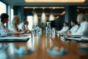 Illustrated healthcare professionals discussing patient care in a cozy clinic setting.