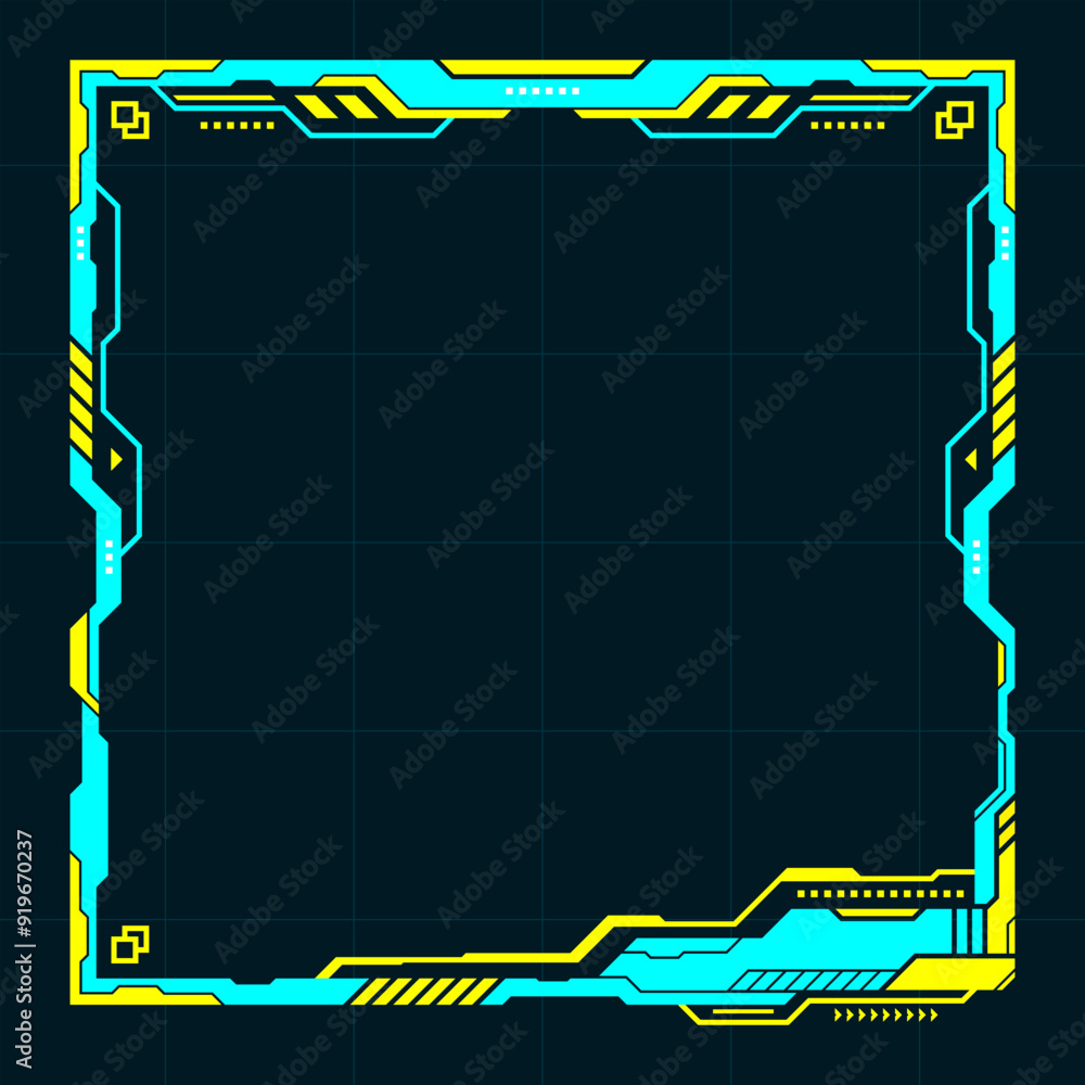 Poster square frame abstract geometric shape technology futuristic hud design for digital media.
